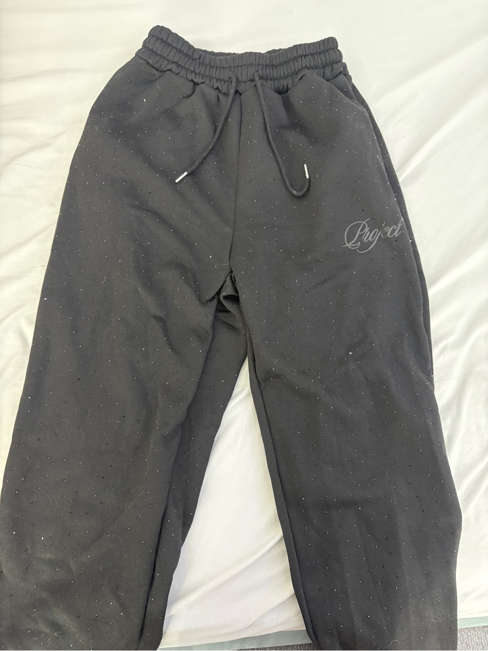 Y/Project Black Kids Sweatpants with Subtle Logo & Drawstring